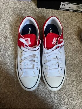 Converse Low Top Sneakers - White with Red Accents